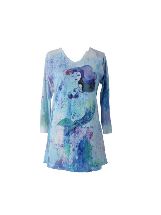 Sunshirt Tops - Sunshirt Top $30 Sz S Blue White Multi Colored Polyester Cotton Top
